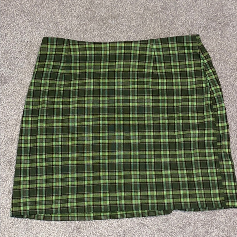 vintage green plaid short skirt
